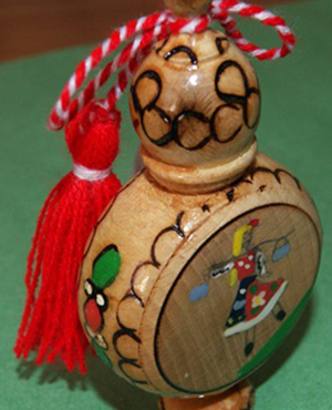 Roseoil or Pine Oil Vial with Traditional Martenitsa - Round