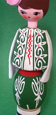 Pizho with Rose Oil Vial, Bulgarian wooden doll
